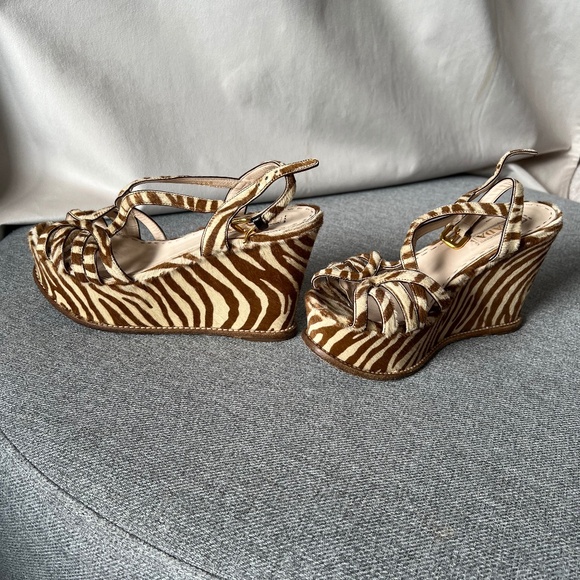 Prada Pony Skin Zebra Wedges European size 40 . Brown and Beige . - Picture 13 of 16